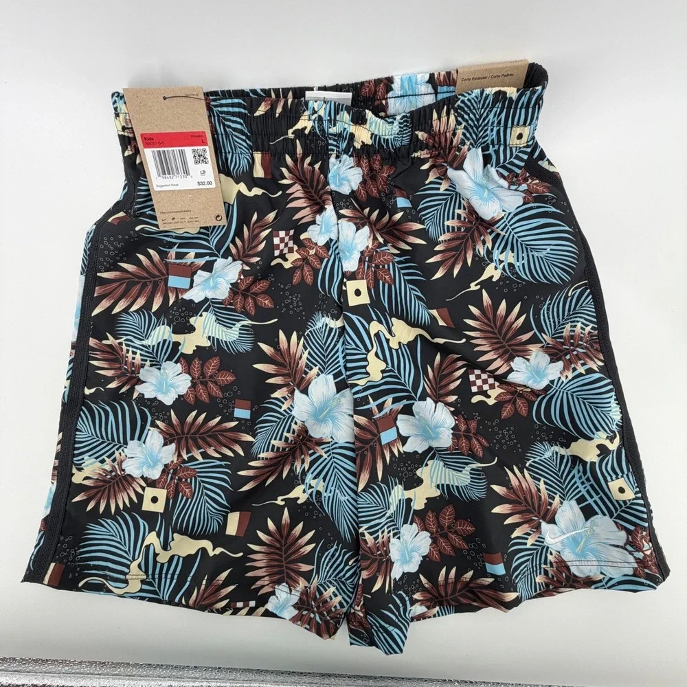 Nike Kids Dri Fit Athletic Shorts Tropical Floral Print Size L‎